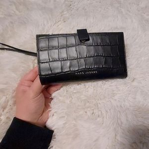 Marc Jacobs black leather croc embossed wallet